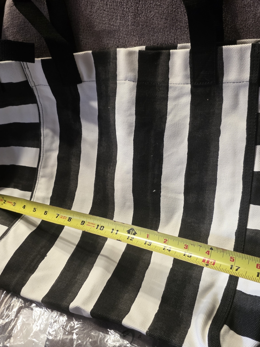 Thirty-one Black & White Striped Canvas Tote Bag - Picture 7 of 7